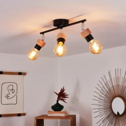 Lampes Industrielles-hofstein Plafonnier Harran Chrome, Noir, 3 lumières