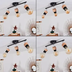 Lampes Industrielles-hofstein Plafonnier Harran Chrome, Noir, 3 lumières