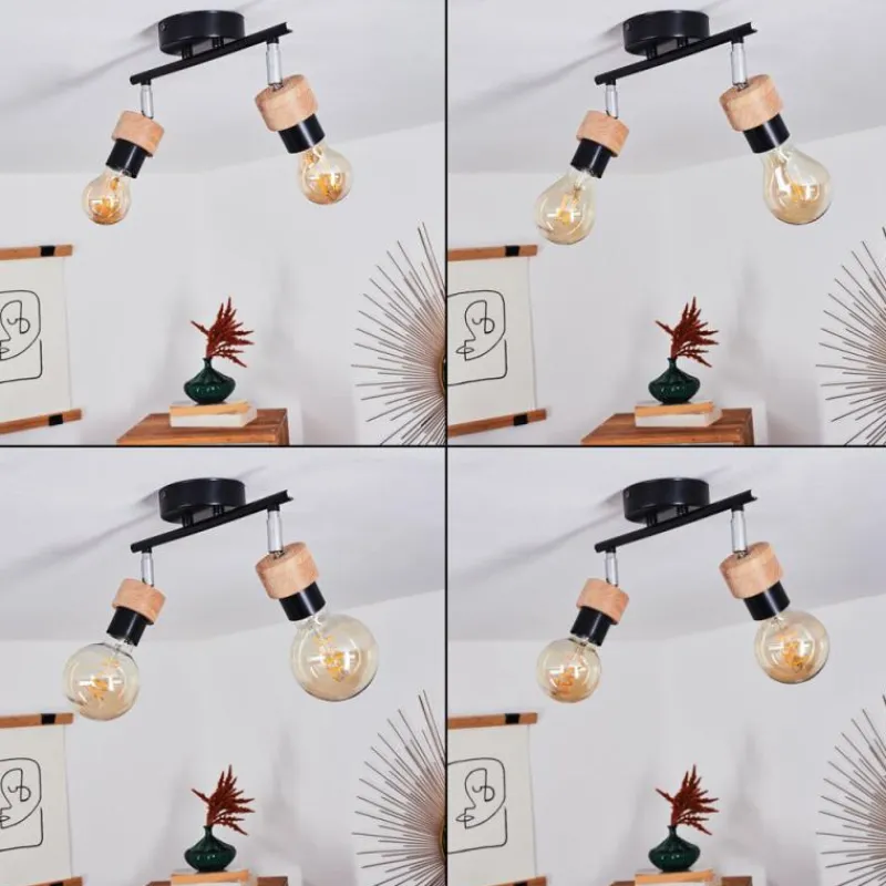 Lampes Industrielles-hofstein Plafonnier Harran Chrome, Noir, 2 lumières