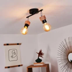 Lampes Industrielles-hofstein Plafonnier Harran Chrome, Noir, 2 lumières