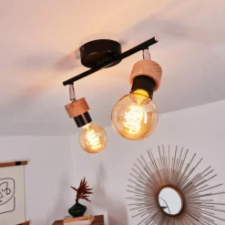 Lampes Industrielles-hofstein Plafonnier Harran Chrome, Noir, 2 lumières