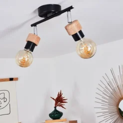 Lampes Industrielles-hofstein Plafonnier Harran Chrome, Noir, 2 lumières