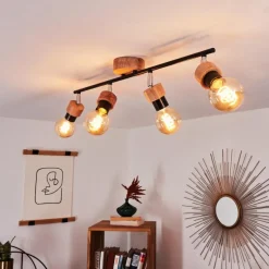 Lampes Industrielles-hofstein Plafonnier Harran Chrome, Écru, Noir, 4 lumières