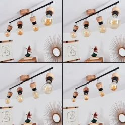 Lampes Industrielles-hofstein Plafonnier Harran Chrome, Écru, Noir, 4 lumières