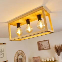 Lampes Industrielles-hofstein Plafonnier Harran Chrome, Écru, Noir, 3 lumières