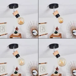 Lampes Industrielles-hofstein Plafonnier Harran Chrome, Noir, 1 lumière