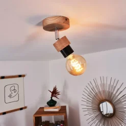 Lampes Industrielles-hofstein Plafonnier Harran Chrome, Écru, 1 lumière