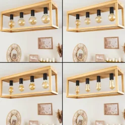 Lampes Industrielles-hofstein Plafonnier Harran Écru, Noir, 4 lumières