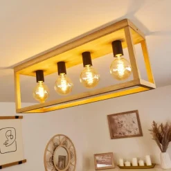 Lampes Industrielles-hofstein Plafonnier Harran Écru, Noir, 4 lumières