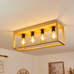 Lampes Industrielles-hofstein Plafonnier Harran Écru, Noir, 4 lumières