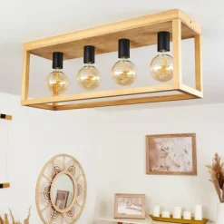 Lampes Industrielles-hofstein Plafonnier Harran Écru, Noir, 4 lumières