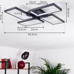 hofstein Plafonnier Haya LED Noir, 4 lumières