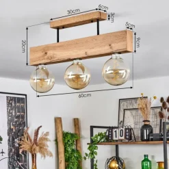 Luminaires Scandinaves-hofstein Plafonnier Heimola Brun, Couleur bois, Noir, 3 lumières