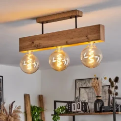 Luminaires Scandinaves-hofstein Plafonnier Heimola Brun, Couleur bois, Noir, 3 lumières