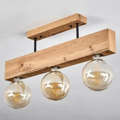 Luminaires Scandinaves-hofstein Plafonnier Heimola Brun, Couleur bois, Noir, 3 lumières