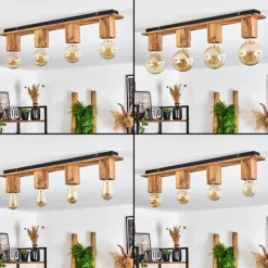 Luminaires Scandinaves-hofstein Plafonnier Heimola Brun, Couleur bois, Noir, 4 lumières