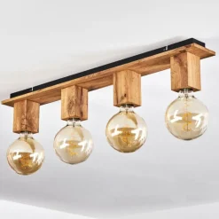 Luminaires Scandinaves-hofstein Plafonnier Heimola Brun, Couleur bois, Noir, 4 lumières