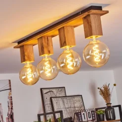 Luminaires Scandinaves-hofstein Plafonnier Heimola Brun, Couleur bois, Noir, 4 lumières