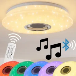 hofstein Plafonnier HEMLO LED Blanc, 1 lumière, Télécommandes, Changeur de couleurs* Éclairage Led