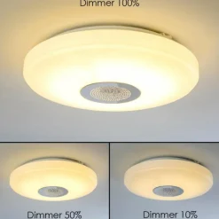 hofstein Plafonnier HEMLO LED Blanc, 1 lumière, Télécommandes, Changeur de couleurs* Éclairage Led