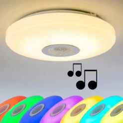 hofstein Plafonnier HEMLO LED Blanc, 1 lumière, Télécommandes, Changeur de couleurs* Éclairage Led
