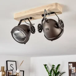 Lampes Industrielles-hofstein Plafonnier Herford Bois clair, 2 lumières