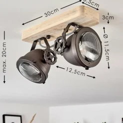 Lampes Industrielles-hofstein Plafonnier Herford Bois clair, 2 lumières
