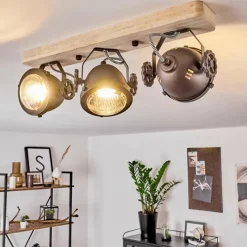 Lampes Industrielles-hofstein Plafonnier Herford Bois clair, Cuivre, 3 lumières