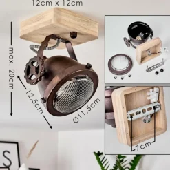 Lampes Industrielles-hofstein Plafonnier Herford Bois clair, Cuivre, 1 lumière