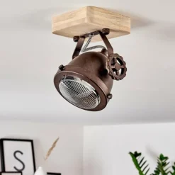 Lampes Industrielles-hofstein Plafonnier Herford Bois clair, Cuivre, 1 lumière