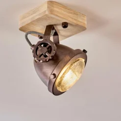 Lampes Industrielles-hofstein Plafonnier Herford Bois clair, Cuivre, 1 lumière