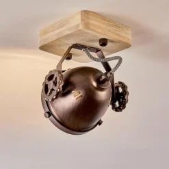 Lampes Industrielles-hofstein Plafonnier Herford Bois clair, Cuivre, 1 lumière
