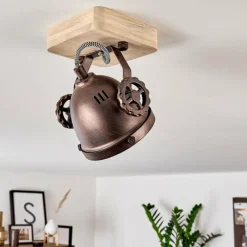 Lampes Industrielles-hofstein Plafonnier Herford Bois clair, Cuivre, 1 lumière