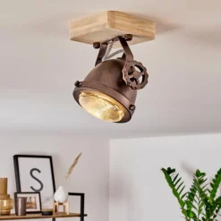 Lampes Industrielles-hofstein Plafonnier Herford Bois clair, Cuivre, 1 lumière