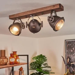 Lampes Industrielles-hofstein Plafonnier Herford Bois foncé, 3 lumières