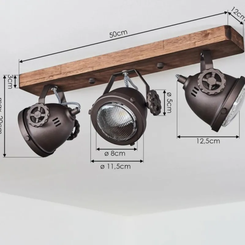 Lampes Industrielles-hofstein Plafonnier Herford Bois foncé, 3 lumières