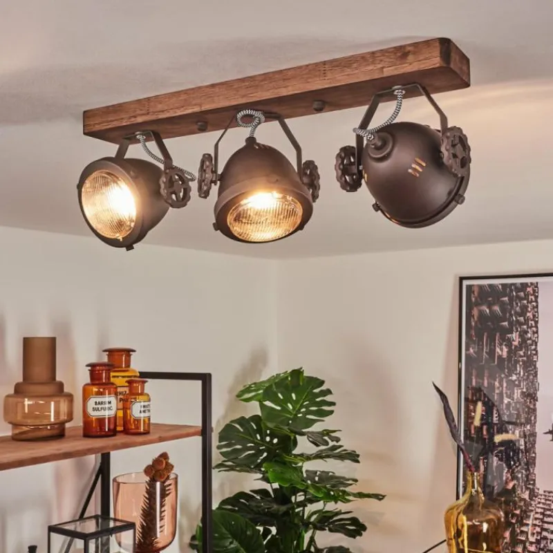 Lampes Industrielles-hofstein Plafonnier Herford Bois foncé, 3 lumières
