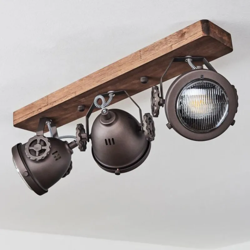 Lampes Industrielles-hofstein Plafonnier Herford Bois foncé, 3 lumières