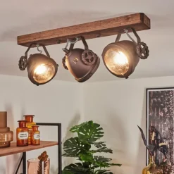 Lampes Industrielles-hofstein Plafonnier Herford Bois foncé, 3 lumières