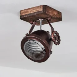 Lampes Industrielles-hofstein Plafonnier Herford Bois foncé, Rouille, 1 lumière