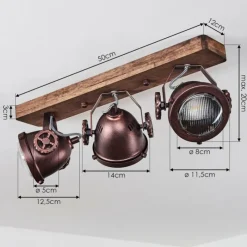 Lampes Industrielles-hofstein Plafonnier Herford Bois foncé, Rouille, 3 lumières