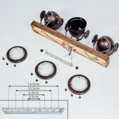 Lampes Industrielles-hofstein Plafonnier Herford Bois foncé, Rouille, 3 lumières