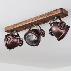 Lampes Industrielles-hofstein Plafonnier Herford Bois foncé, Rouille, 3 lumières