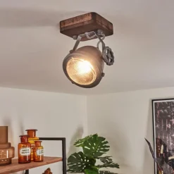 Lampes Industrielles-hofstein Plafonnier Herford Bois foncé, 1 lumière