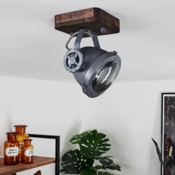 Lampes Industrielles-hofstein Plafonnier Herford Bois foncé, 1 lumière