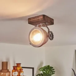 Lampes Industrielles-hofstein Plafonnier Herford Bois foncé, 1 lumière