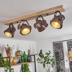 Lampes Industrielles-hofstein Plafonnier Herford Bronze, Écru, 4 lumières