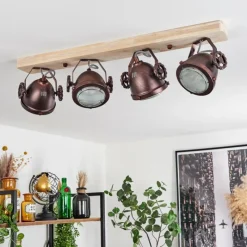 Lampes Industrielles-hofstein Plafonnier Herford Bronze, Écru, 4 lumières