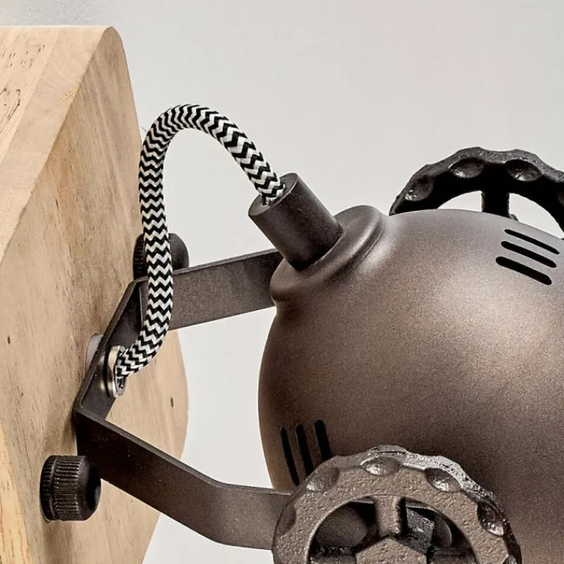 Lampes Industrielles-hofstein Plafonnier Herford Brun, Bois clair, Noir, 1 lumière