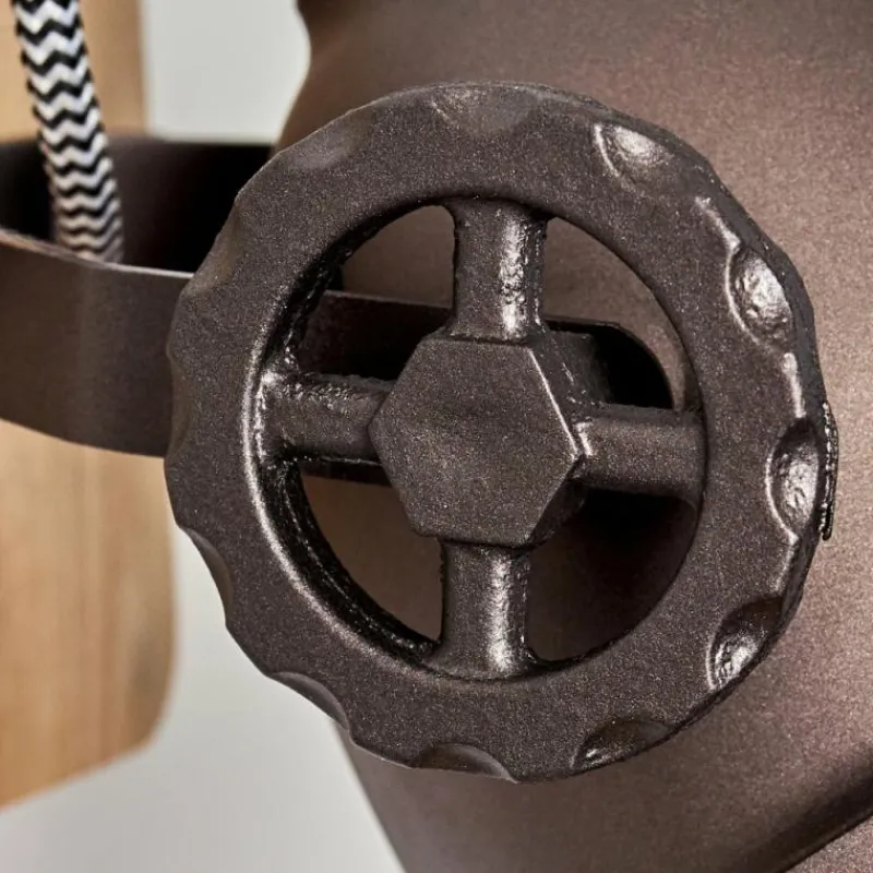 Lampes Industrielles-hofstein Plafonnier Herford Brun, Bois clair, Noir, 1 lumière